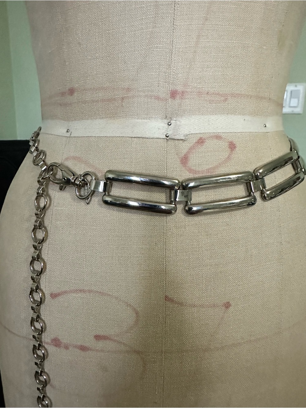 Vintage Silver Rectangular Coin Link Chain Waist Belt